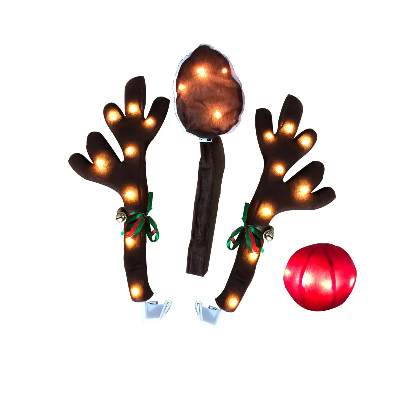 Festive LED Antler Car Decoration with Color & Warm Lights