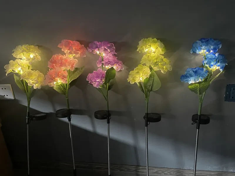 Solar Hydrangea Garden Lights for Outdoor Decorative Plant Illumination