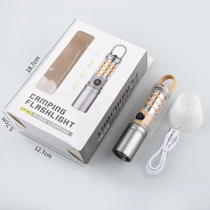 High-Power Dual-Beam Flashlight with Hook, Zoom & Keychain