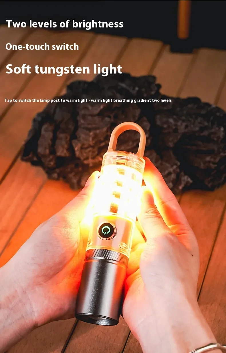 High-Power Dual-Beam Flashlight with Hook, Zoom & Keychain