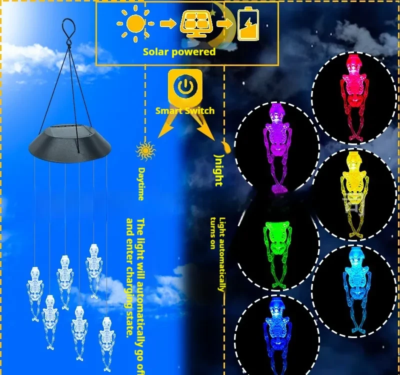 Solar Skeleton Wind Chime Light for Garden & Outdoor Decor