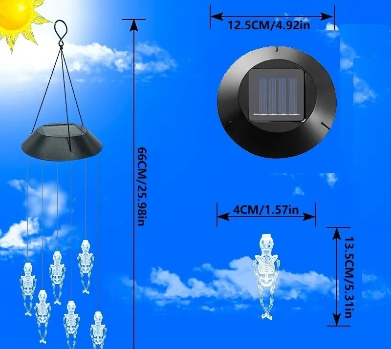 Solar Skeleton Wind Chime Light for Garden & Outdoor Decor