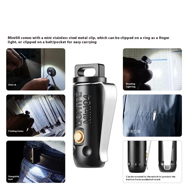 Ultra Slim Stainless Steel LED Keychain Pocket Flashlight