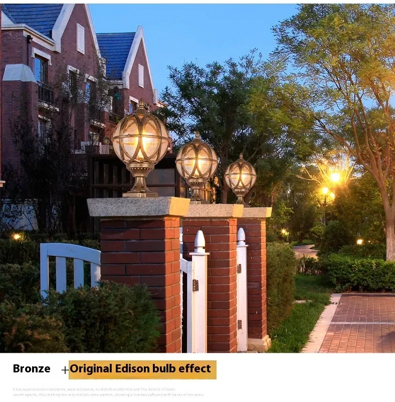 Outdoor Wall Ball Pillar Lamp – Minimalist Aluminum Design