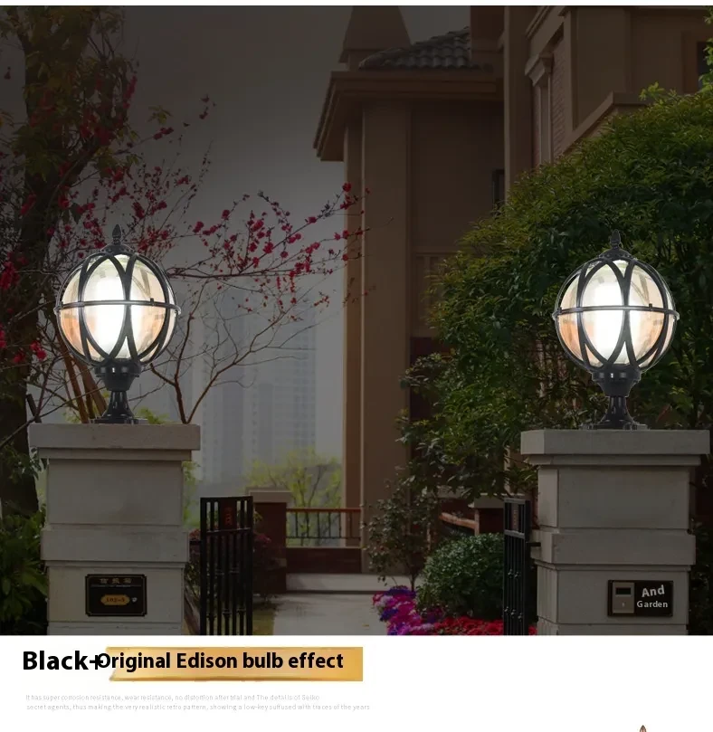 Outdoor Wall Ball Pillar Lamp – Minimalist Aluminum Design