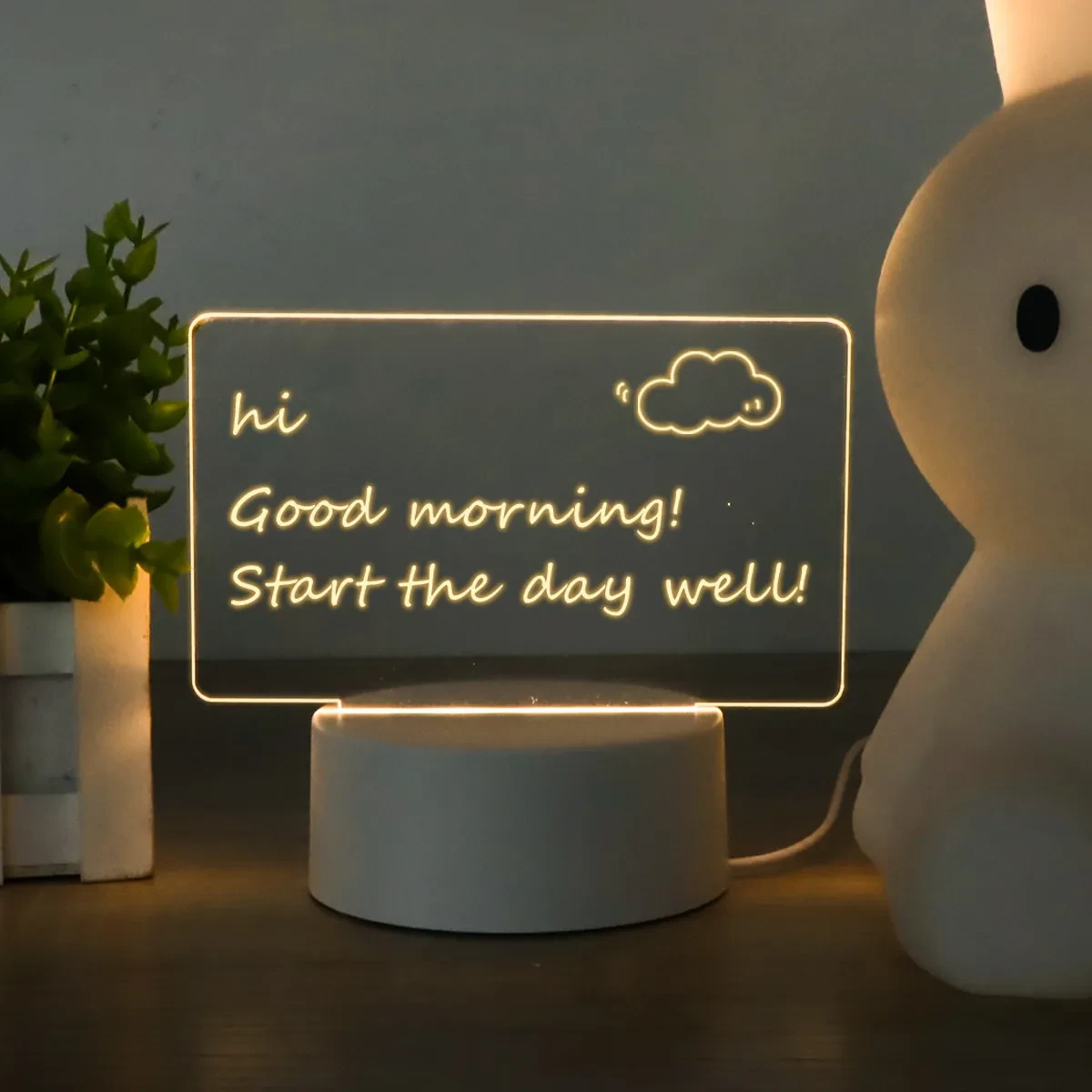 LED Note Board USB Desktop Night Light Heart Shape Writing Lamp