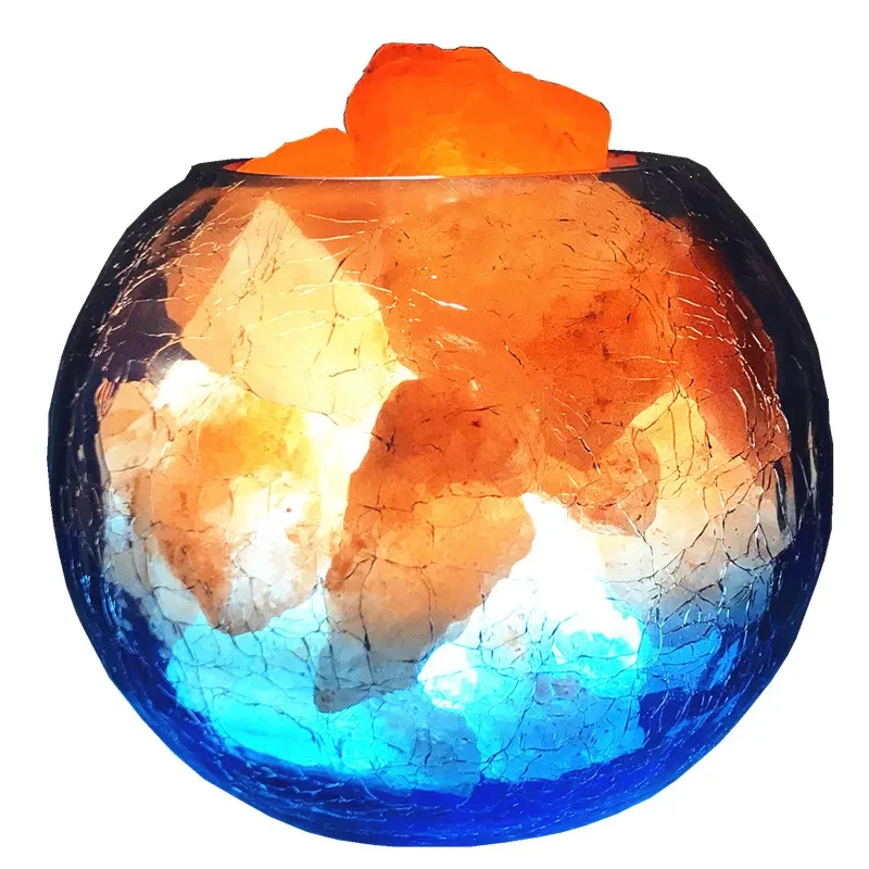 Hand-Blown Crystal Salt Lamp USB Warm Light with Dimmer