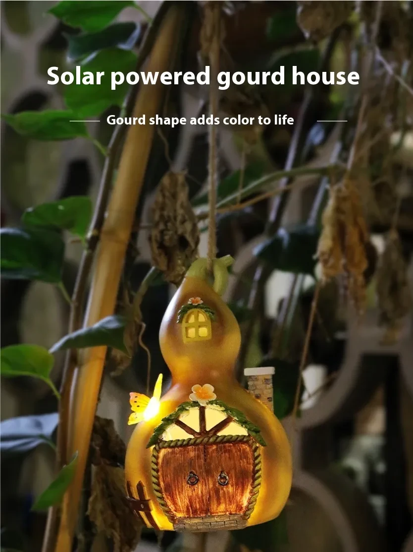 Twinkling Solar Gourd Lantern for Courtyard Ambiance