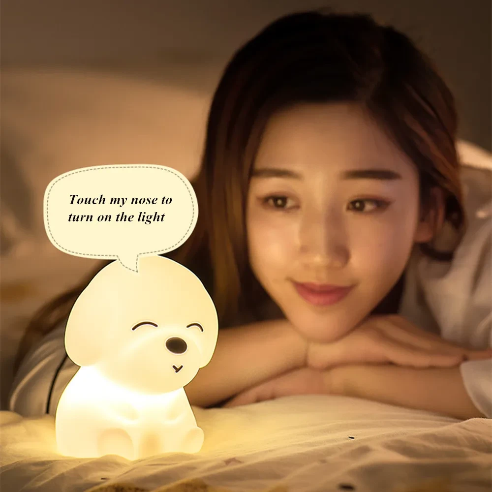 Silicone Dog Table Lamp with Touch & Remote Color Night Light