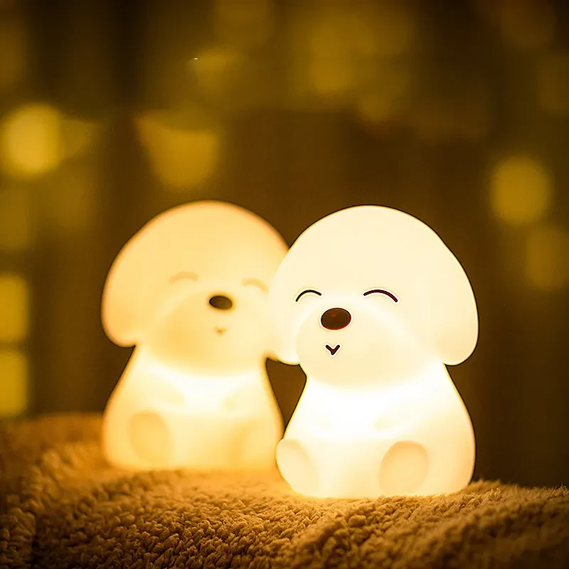 Silicone Dog Table Lamp with Touch & Remote Color Night Light