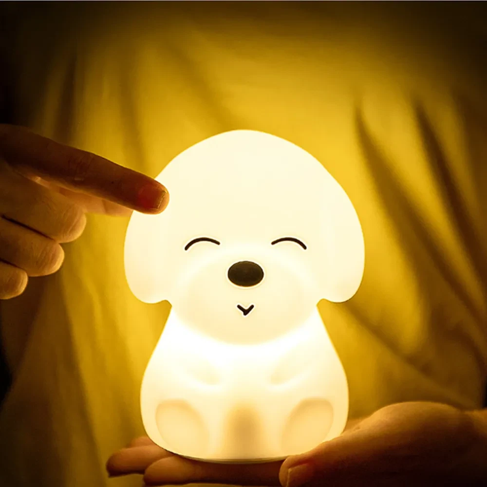 Silicone Dog Table Lamp with Touch & Remote Color Night Light