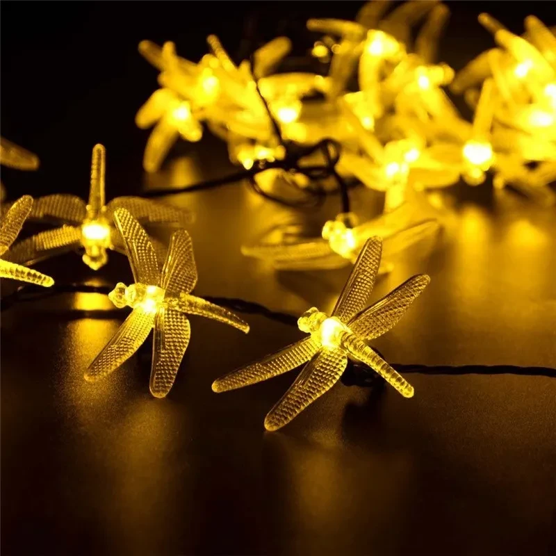 Solar Dragonfly LED String Lights Waterproof Garden Party Decor