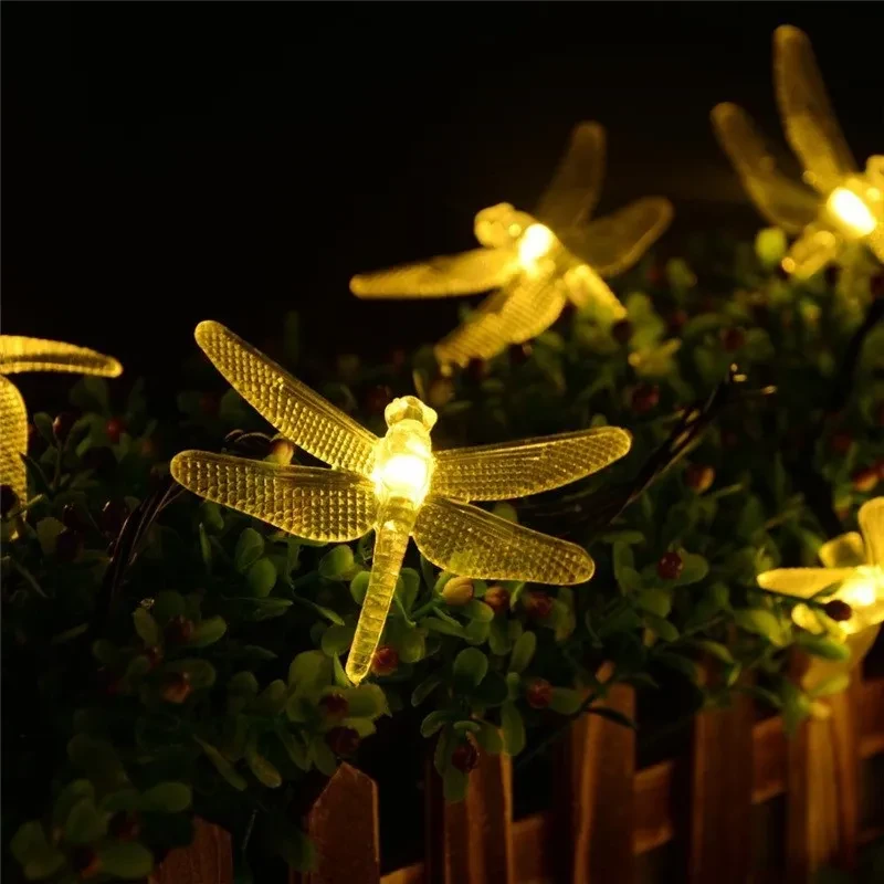 Solar Dragonfly LED String Lights Waterproof Garden Party Decor