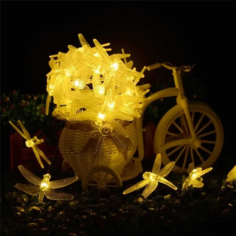 Solar Dragonfly LED String Lights Waterproof Garden Party Decor