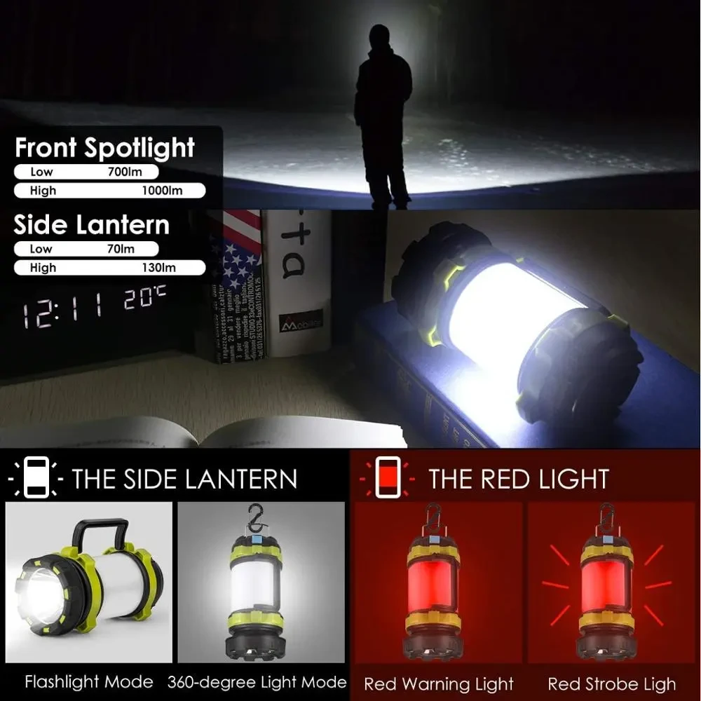 Camping Searchlight Lantern with Power Bank & Warning Light