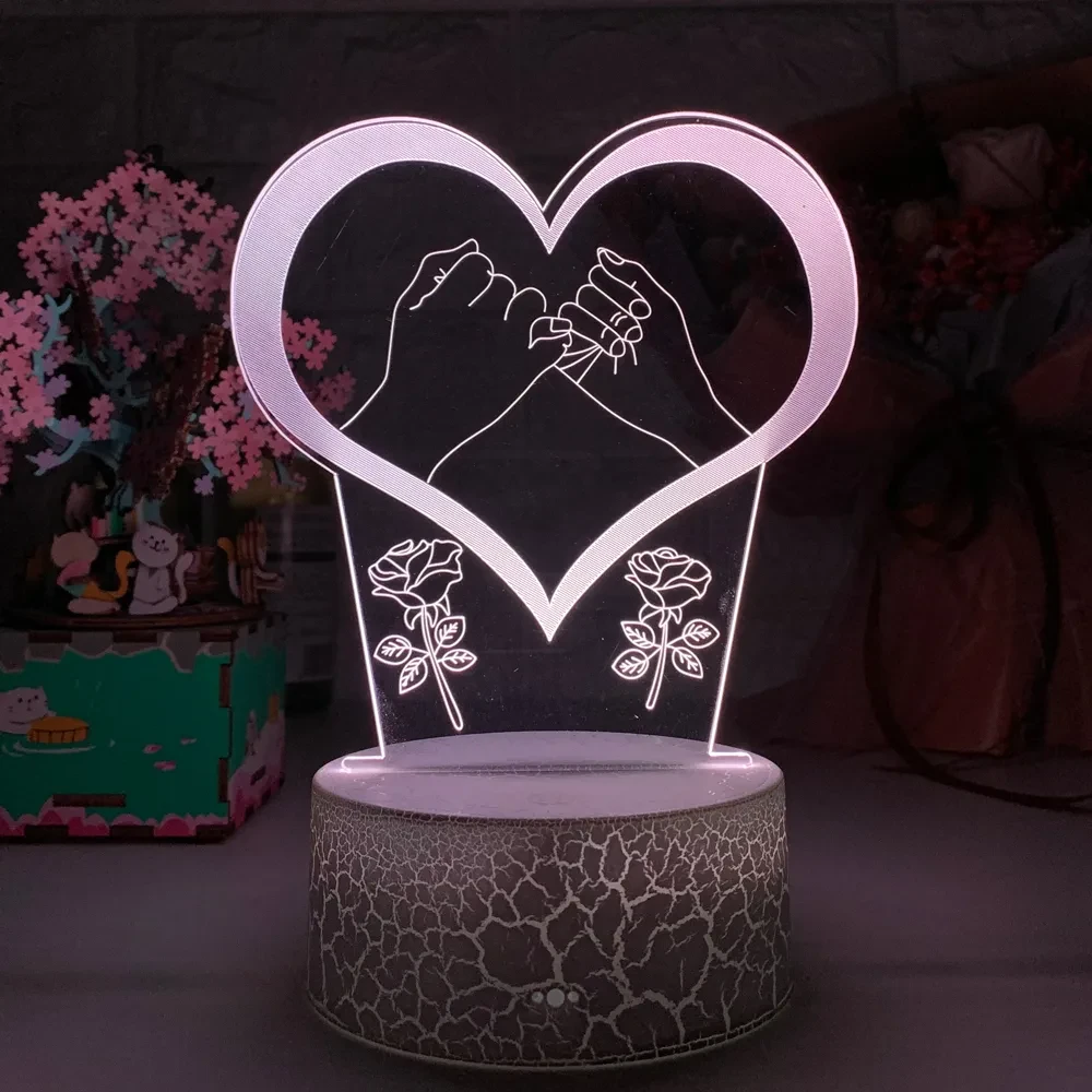 3D USB Rechargeable Night Light with Remote Control for Bedside