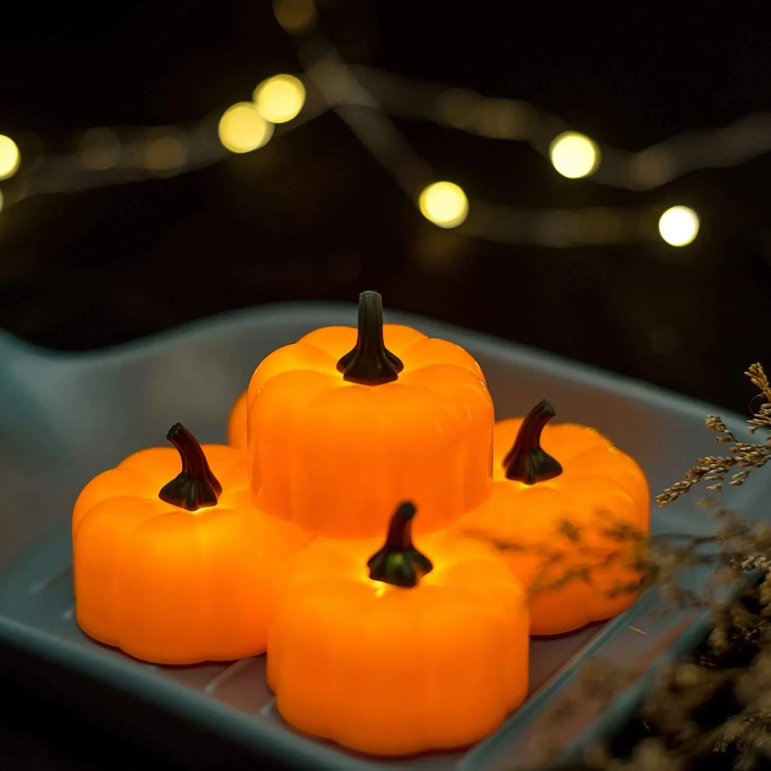 Glowing Pumpkin LED Candle for Festive Halloween & Christmas Decor