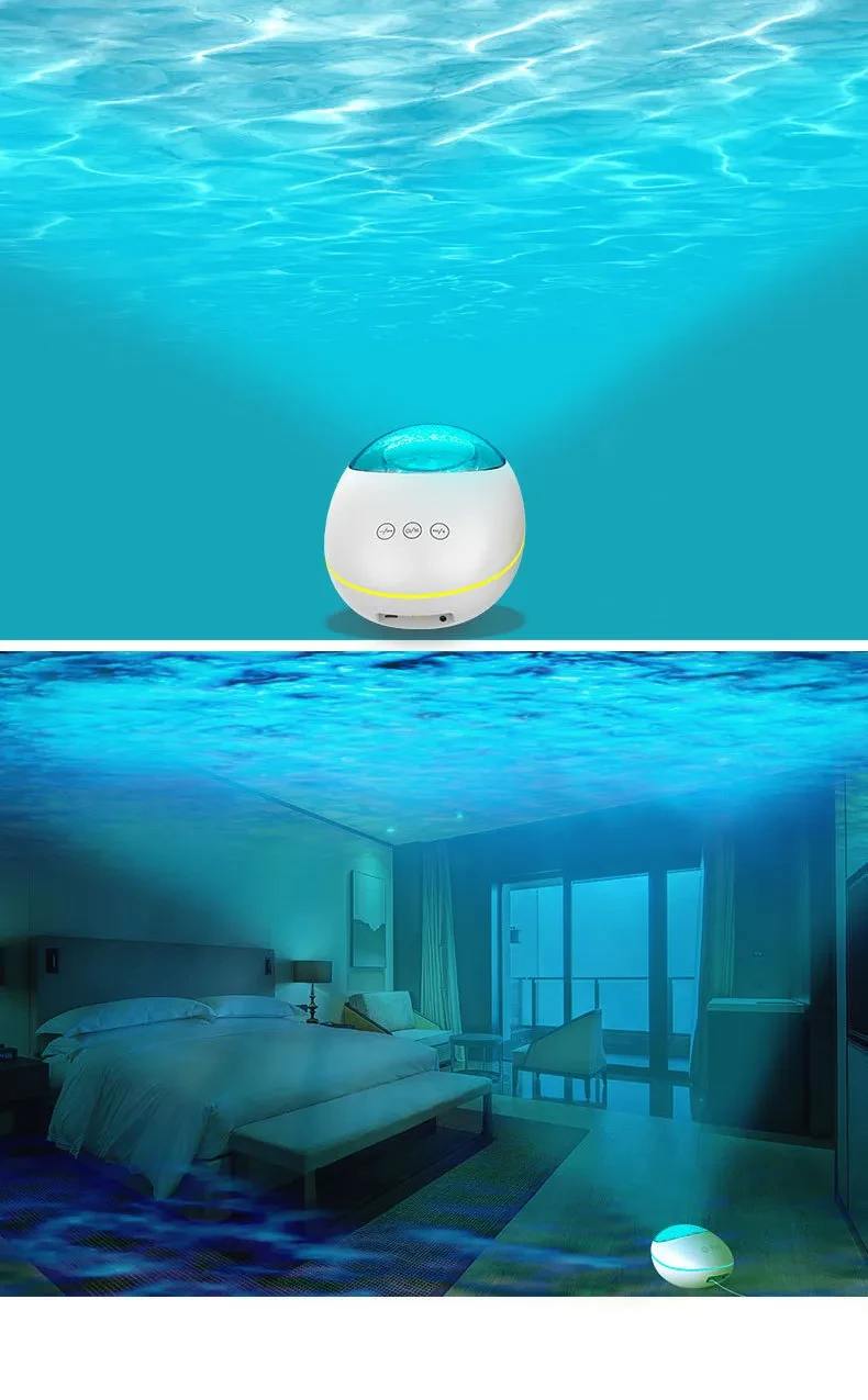 AuroraWave Bluetooth Ocean Projector Night Lamp with Speaker & Remote