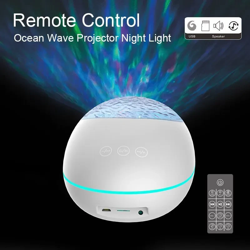 AuroraWave Bluetooth Ocean Projector Night Lamp with Speaker & Remote