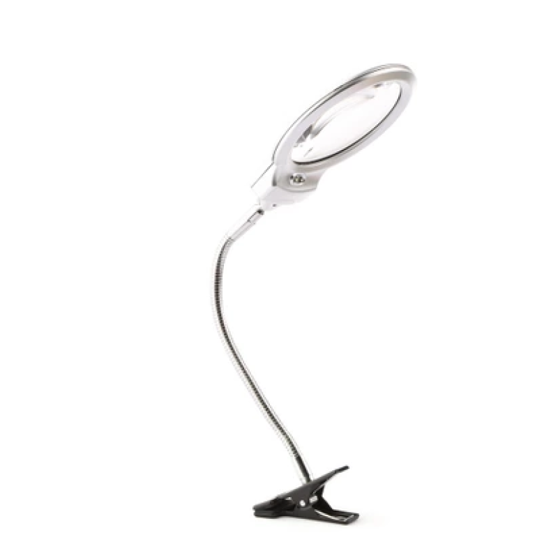 LED Metal Hose Magnifier with Adjustable Lens & Clamp for Desk Work