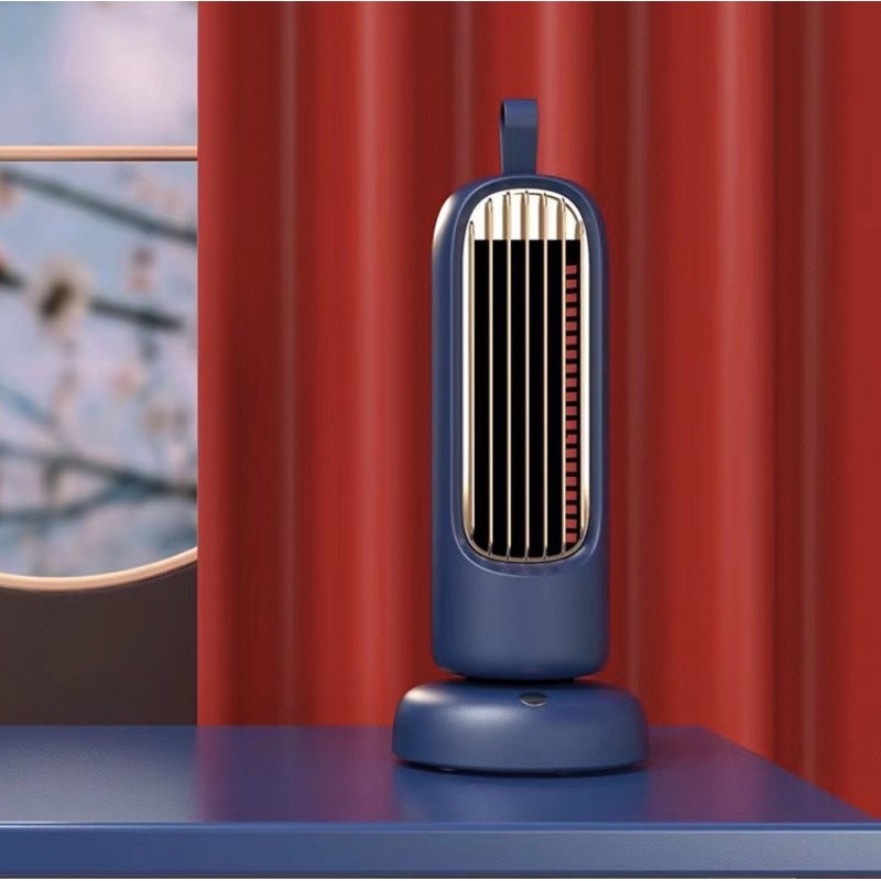 Mini Retro Tower Fan with USB Charging & Silent Oscillating Head
