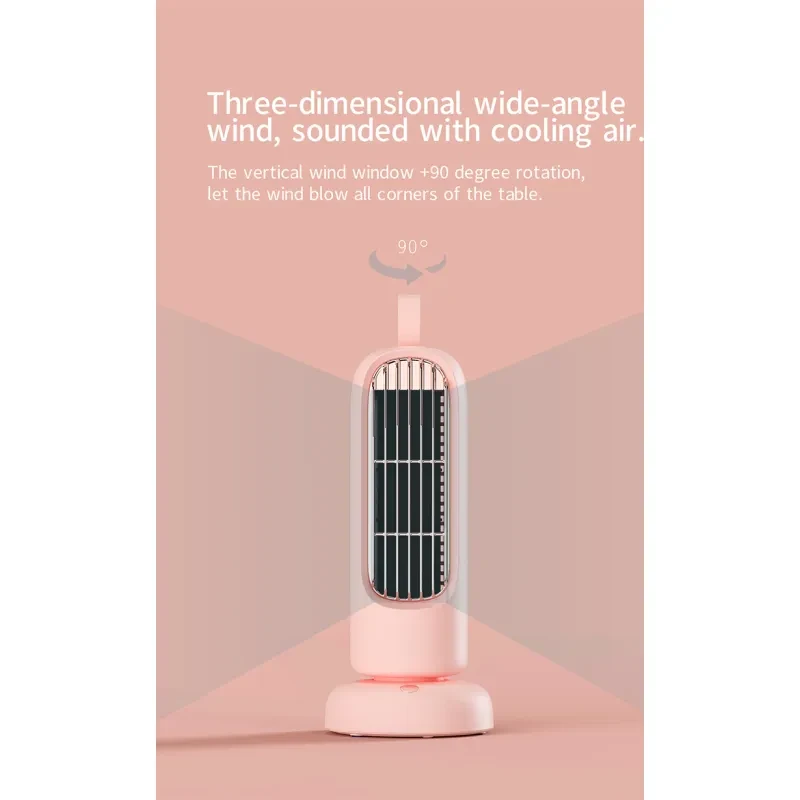 Mini Retro Tower Fan with USB Charging & Silent Oscillating Head