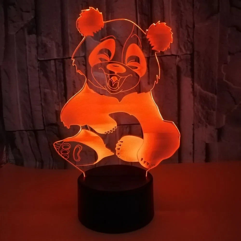Panda 3D LED Night Light with Touch & Remote Control, Colorful Glow