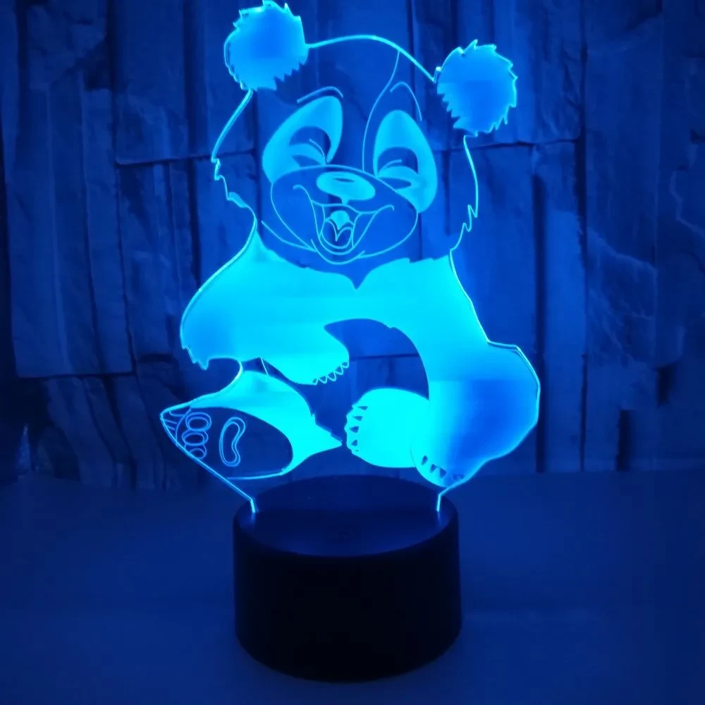 Panda 3D LED Night Light with Touch & Remote Control, Colorful Glow