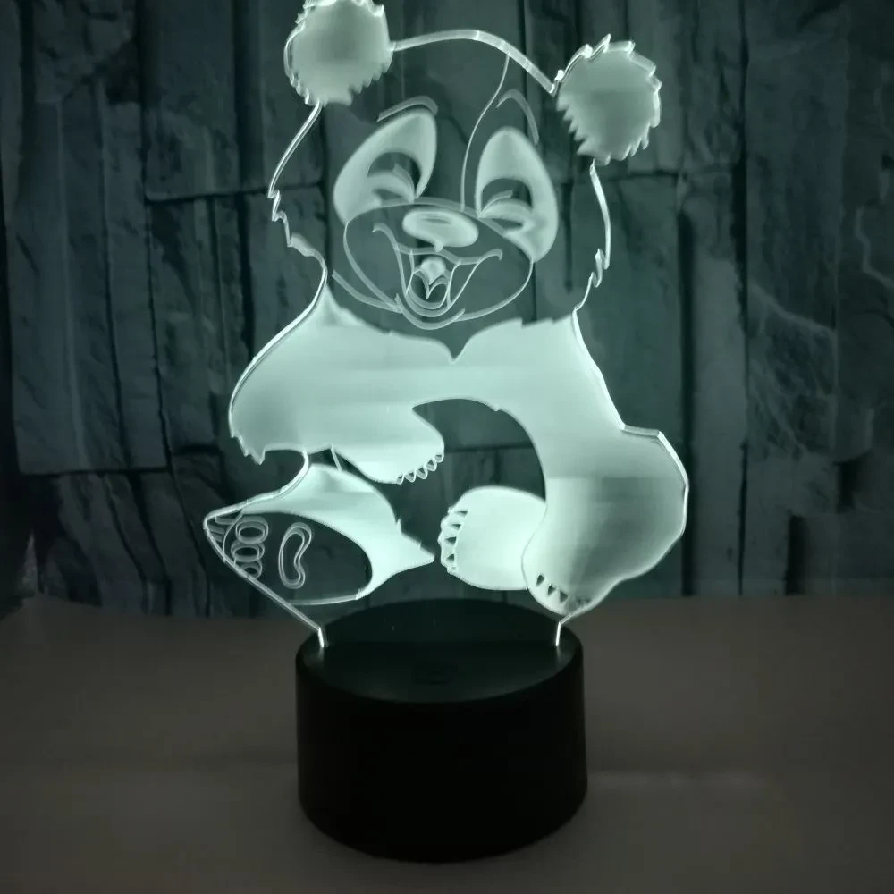 Panda 3D LED Night Light with Touch & Remote Control, Colorful Glow