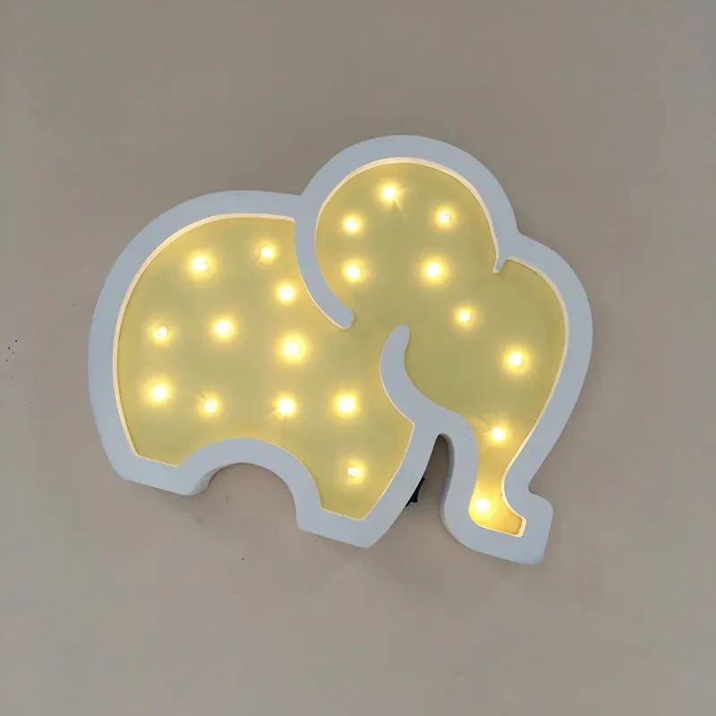Baby Elephant LED Night Light – European Style Wooden Wall Decor