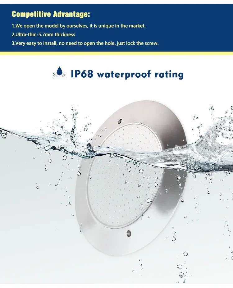 Slim Stainless Steel LED Pool Lamp for Outdoor Landscape Lighting