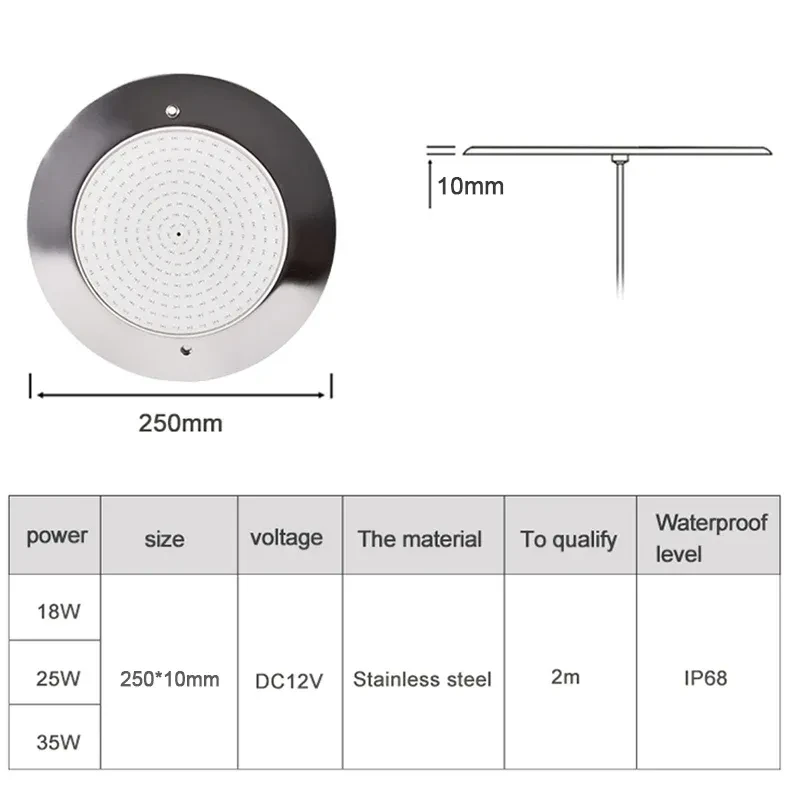 Slim Stainless Steel LED Pool Lamp for Outdoor Landscape Lighting