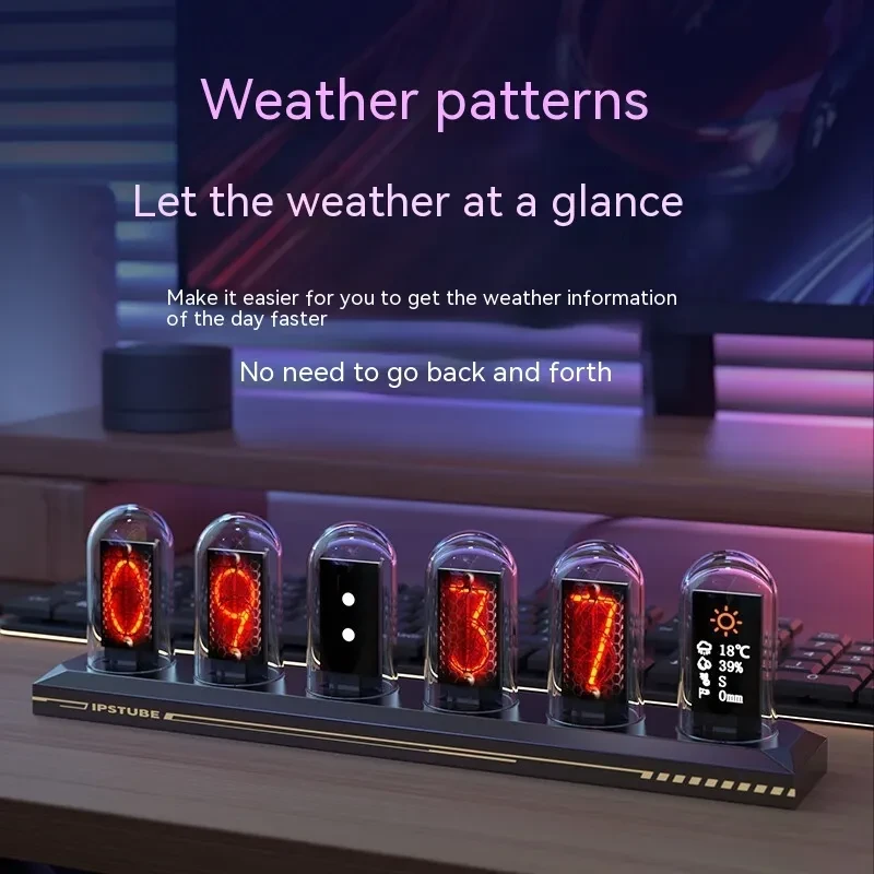 Premium RGB Nixie Tube Clock with Aluminum Alloy for Desktop Decor