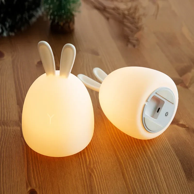 Fat Rabbit Silicone Touch Lamp Colorful Night Light for Gifts