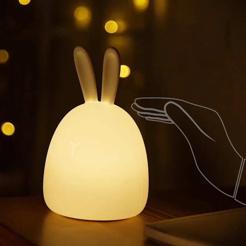Fat Rabbit Silicone Touch Lamp Colorful Night Light for Gifts