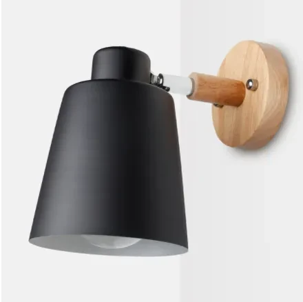 Nordic DIY Macaron Bedside Wall Lamp with Wooden Plug Switch