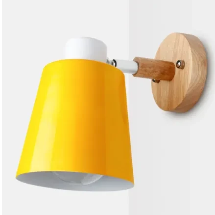 Nordic DIY Macaron Bedside Wall Lamp with Wooden Plug Switch