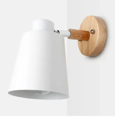 Nordic DIY Macaron Bedside Wall Lamp with Wooden Plug Switch