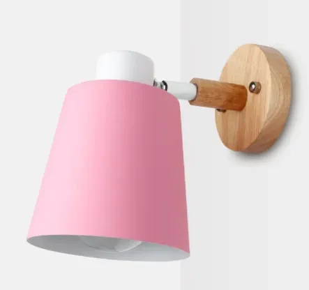 Nordic DIY Macaron Bedside Wall Lamp with Wooden Plug Switch