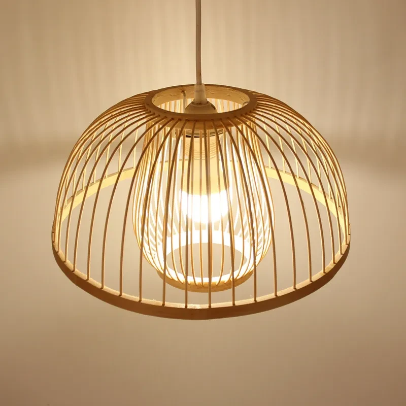 Oriental Bamboo Round LED Hanging Lamp for Elegant Interiors