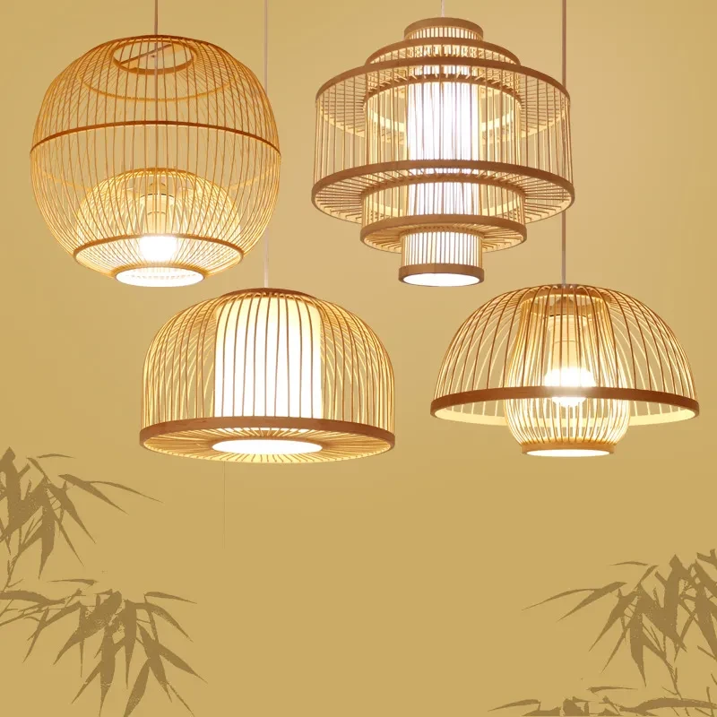 Oriental Bamboo Round LED Hanging Lamp for Elegant Interiors
