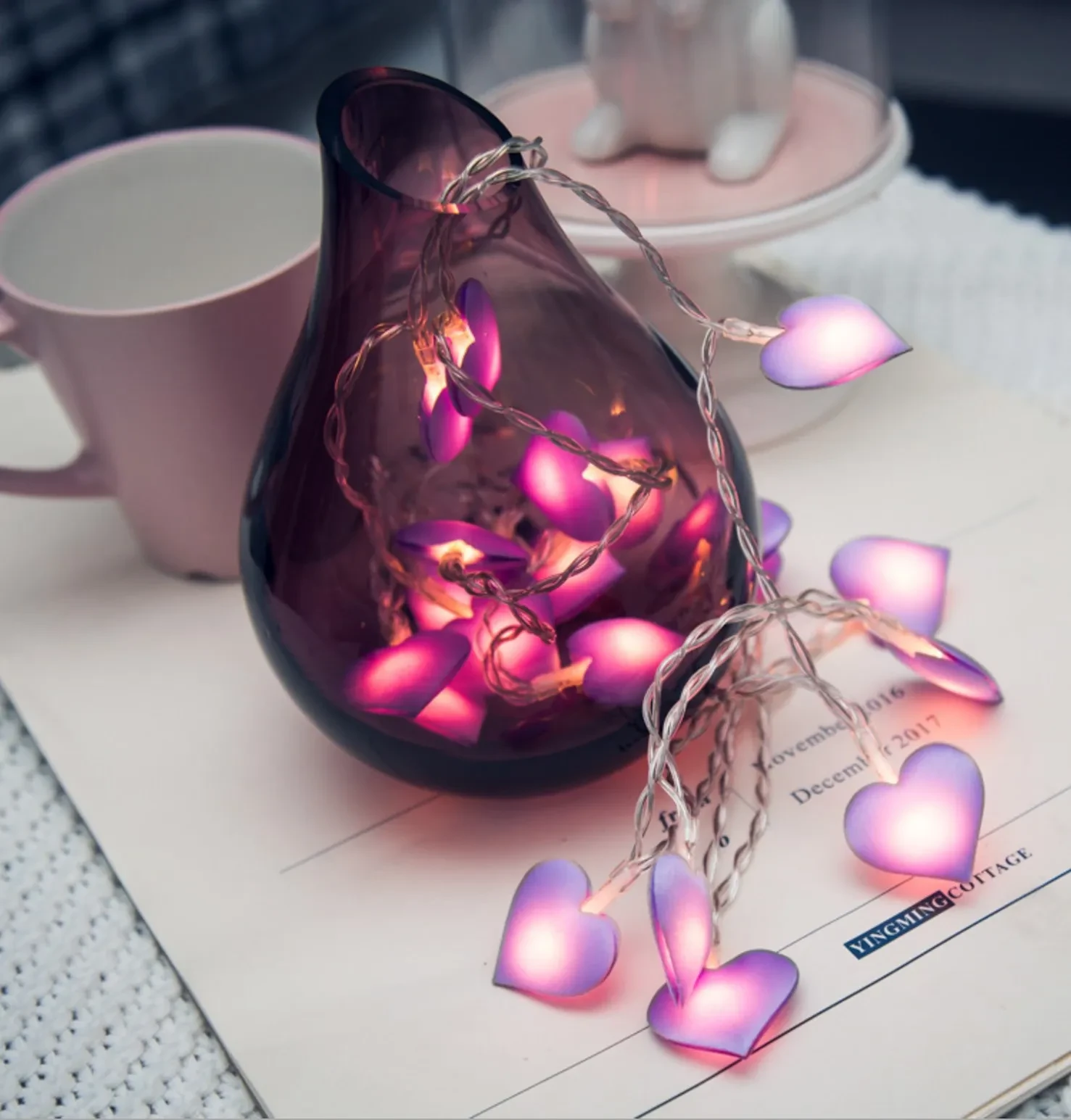 Starry Love Heart LED Fairy Lights for Girls Bedroom Décor