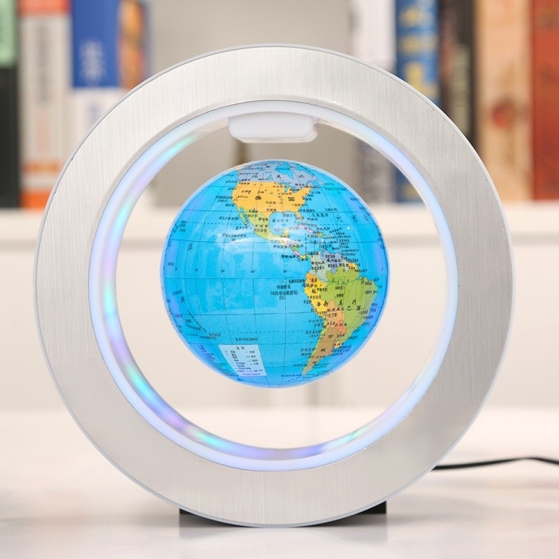 O-Shaped Magnetic Levitation Globe with Self-Rotation & Luminous Effect