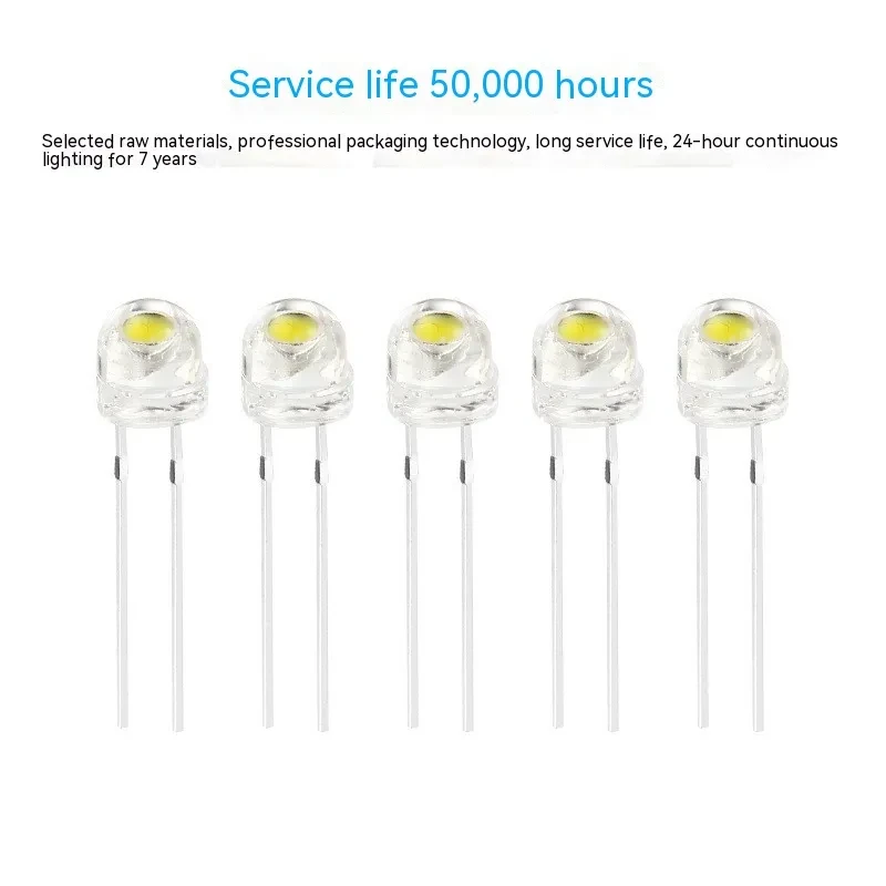 High Brightness F5 Straw Hat LED White Light 120° Beam Angle