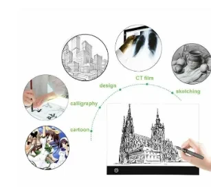 A4 LED Cartoon Transparent Drawing Board with Three-Speed Dimming