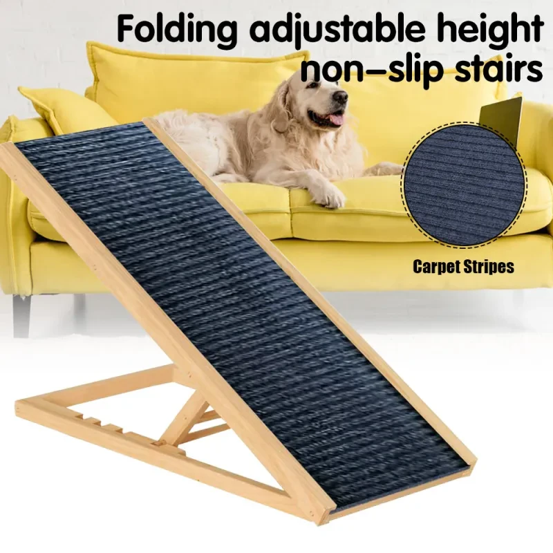 Foldable Dog Pet Ramp Adjustable Height for Cars Beds AU