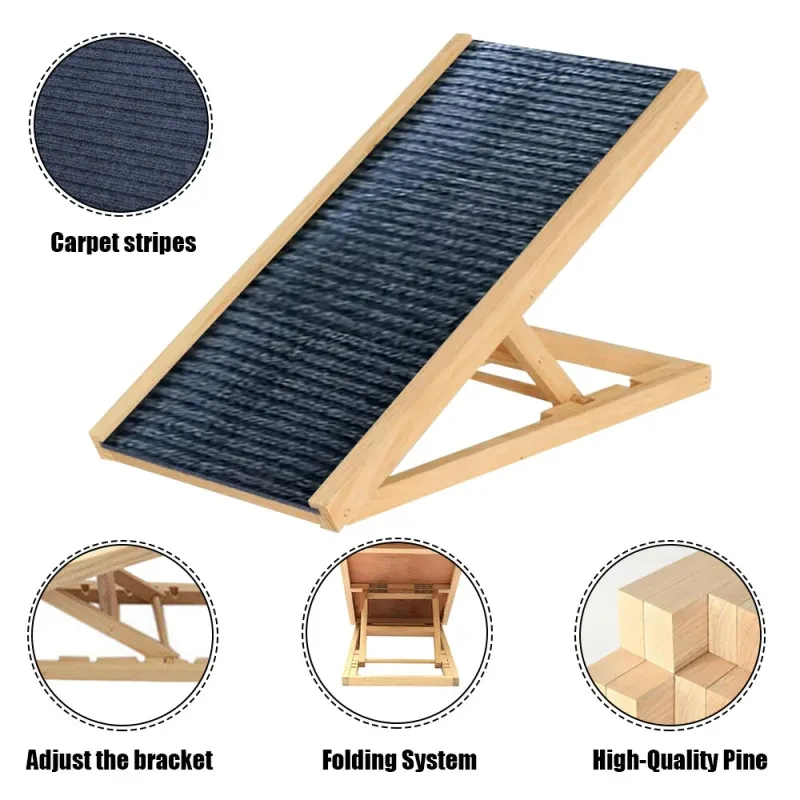 Foldable Dog Pet Ramp Adjustable Height for Cars Beds AU