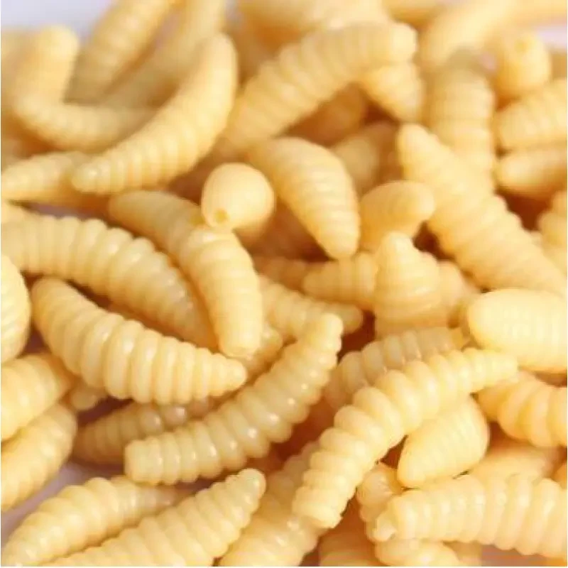 50pcs Artificial Soft Maggot Grub Fishing Lure Bait