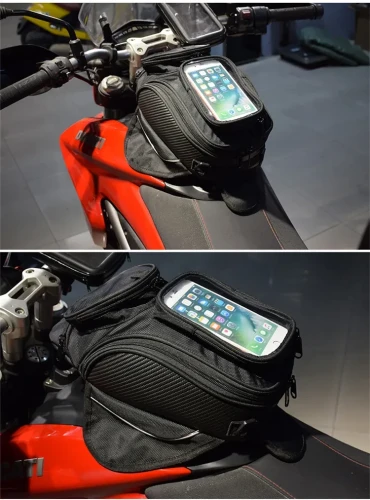 Motorcycle Magnetic Fuel Tank Bag – Touchscreen Shoulder Bag with Dustproof Design & Transparent Phone Pocket