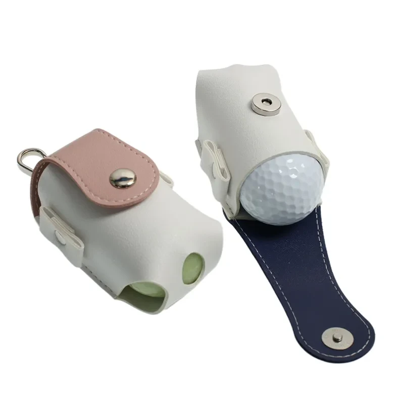 Mini PU Leather Golf Ball Bag – Portable Tee Holder & Ball Storage Pouch with Waist Clip